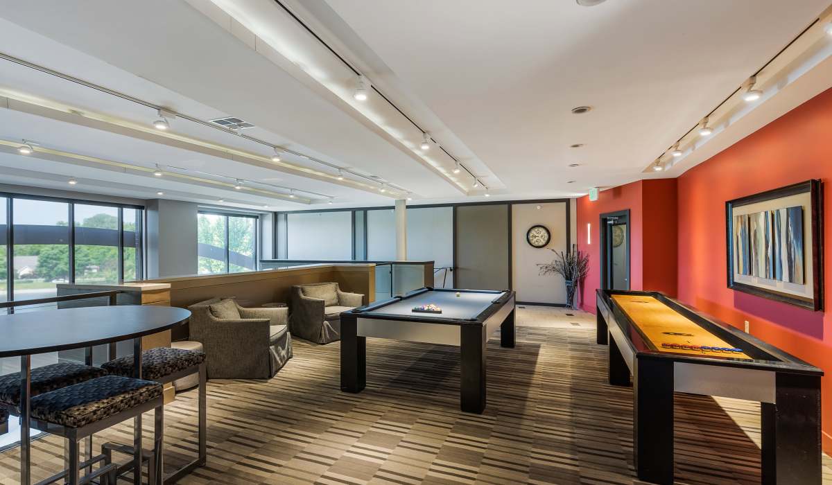 Clubhouse gaming area at Latitude at Deerfield Crossing in Mason, Ohio