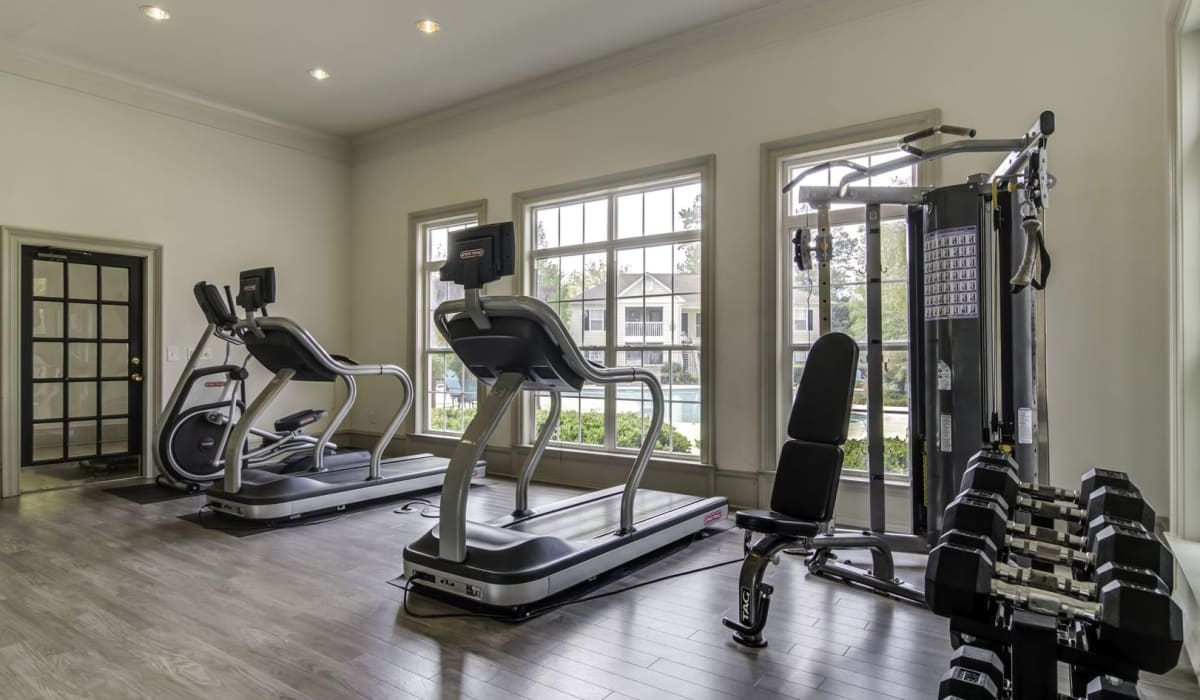 Fitness center at Evergreen Commons in Union City, Georgia