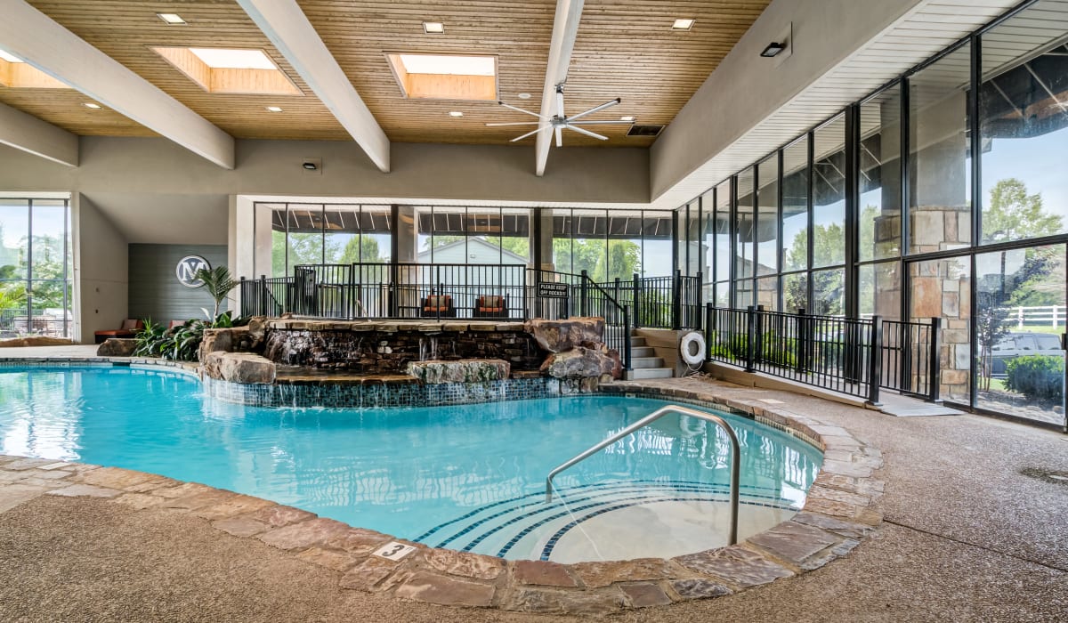 A beautiful indoor pool at Goldelm at Metropolitan in Knoxville, Tennessee
