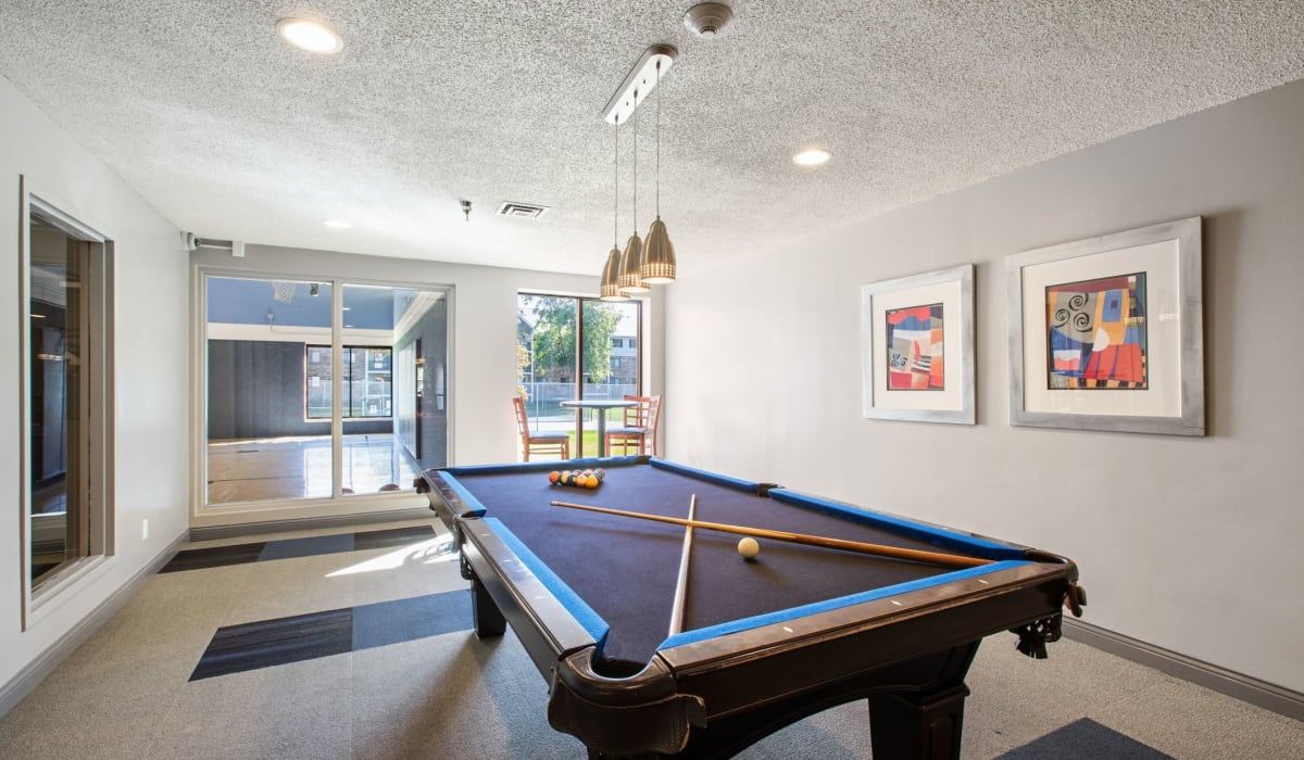 Pool table for residents at Pointe West Apartment Homes in West Des Moines, Iowa