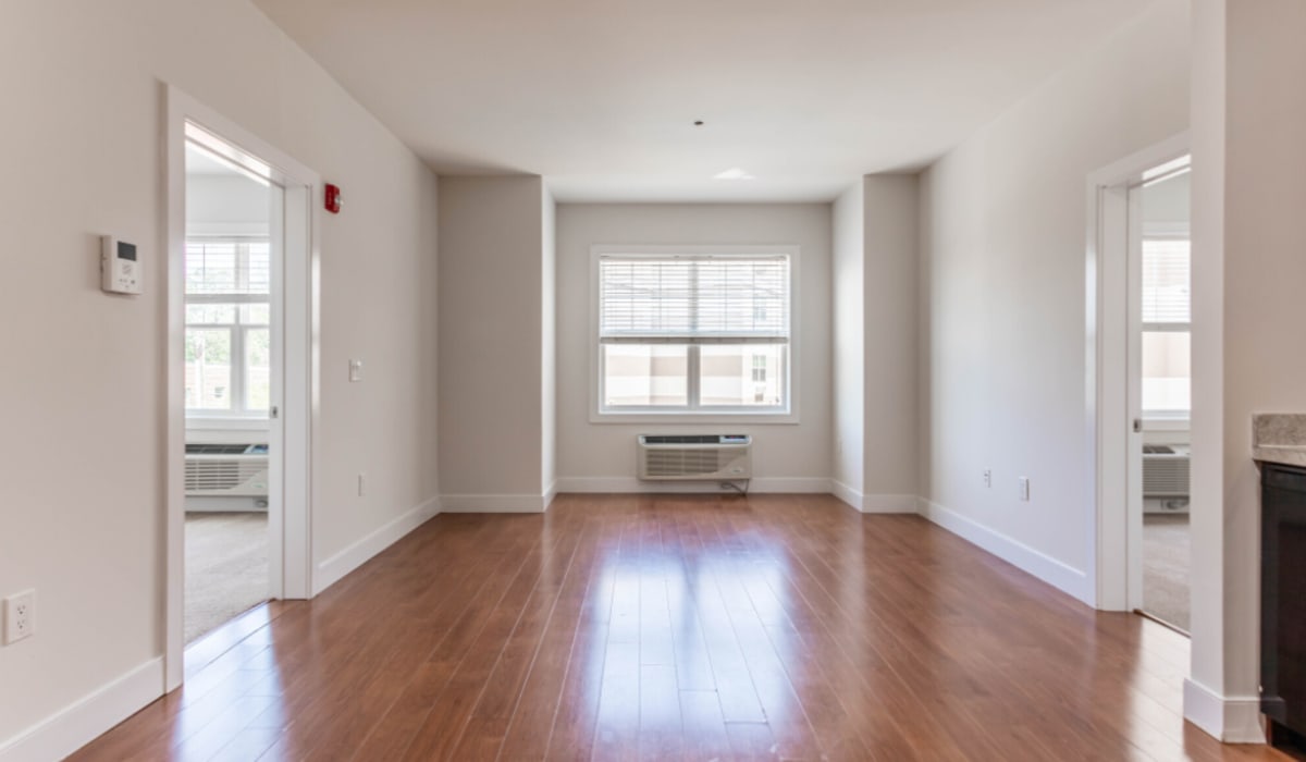 Wood flooring in an apartment living room at Grand Meridia Apartments in Rahway, New Jersey