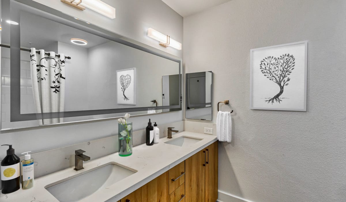 Beautiful modern bathroom amenities at 416 on Broadway in Glendale, California