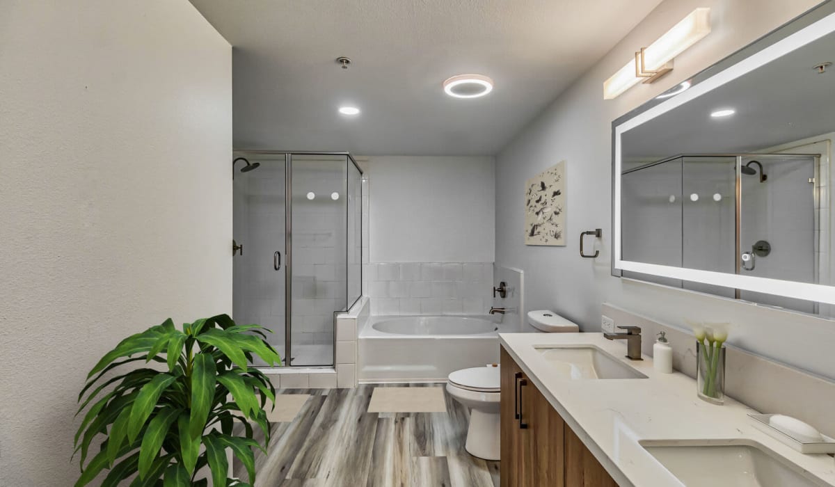 Beautiful modern bathroom amenities at 416 on Broadway in Glendale, California