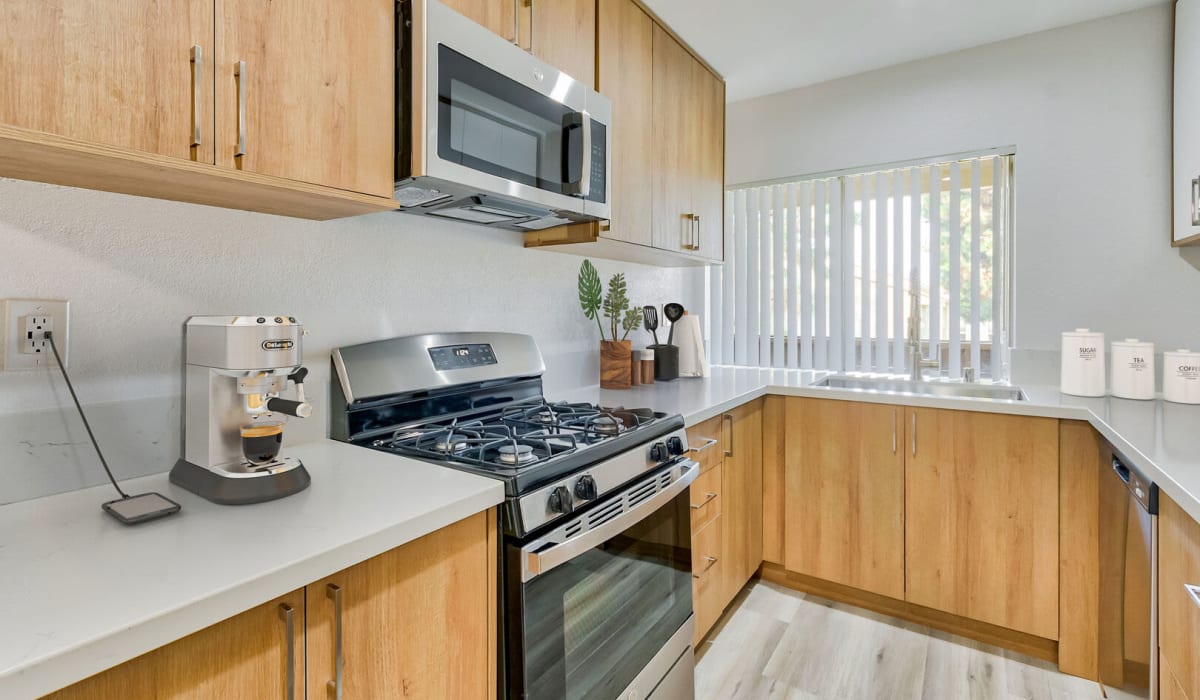 Spacious and luxurious kitchen at Torrey Pines Apartment Homes in West Covina, California