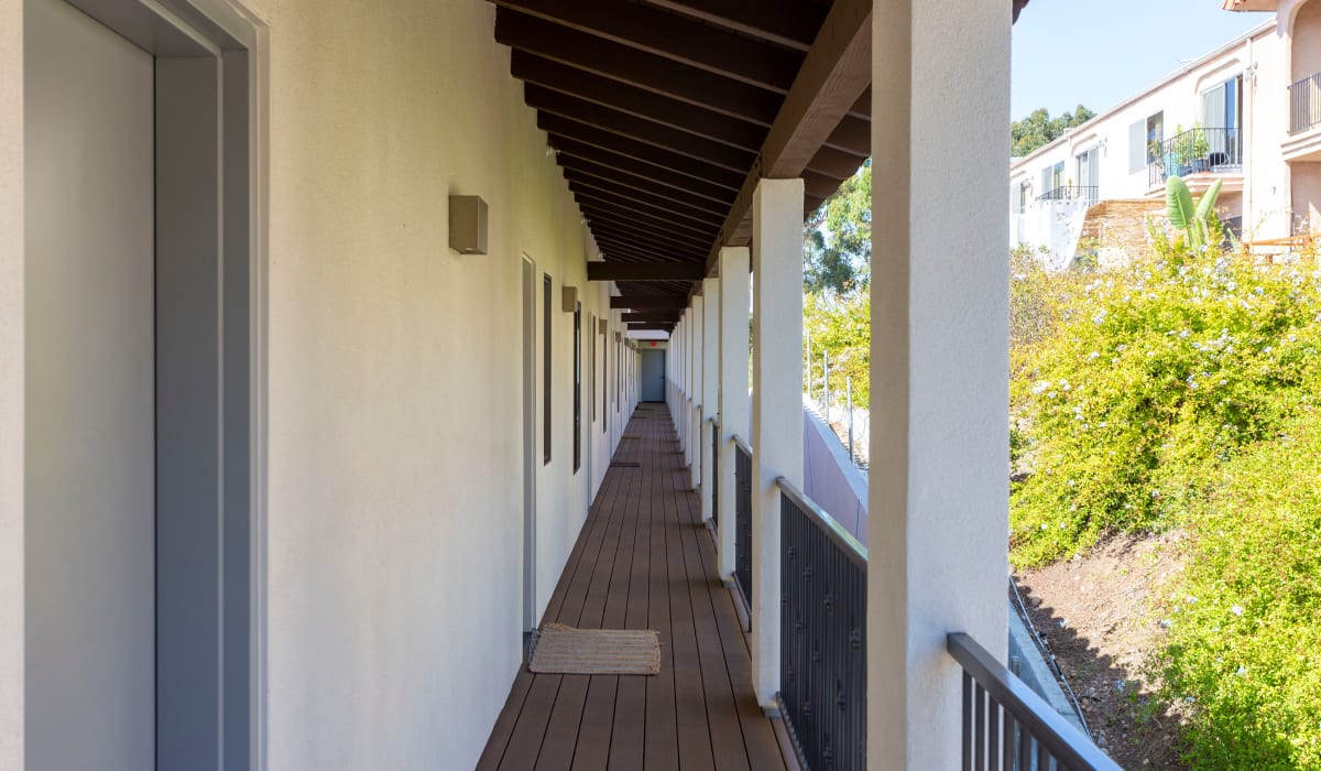 Resident pathway at Mission West Lofts in San Diego, California