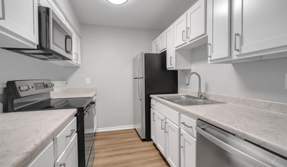 Apartment kitchen at Emerald Shores in Mary Esther, Florida