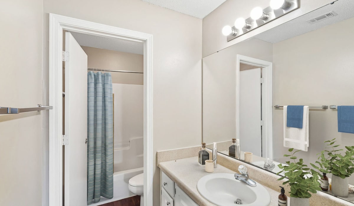 Apartment bathroom at Emerald Shores in Mary Esther, Florida