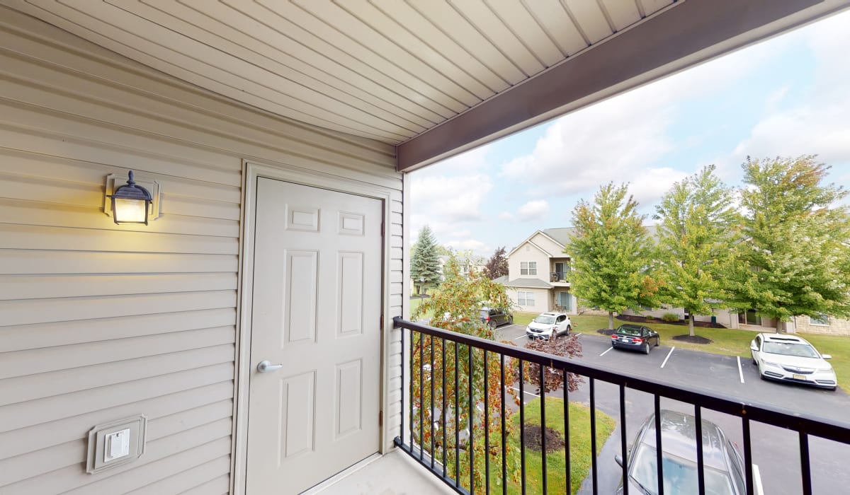 Private balcony at Coventry Apartments in Williamsville, New York