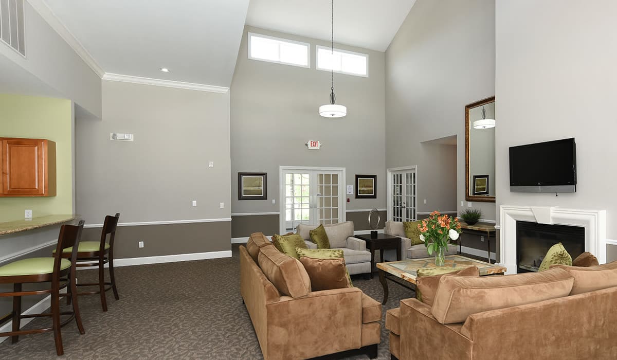 Clubhouse with good seating at Encore Townhomes in Utica, Michigan