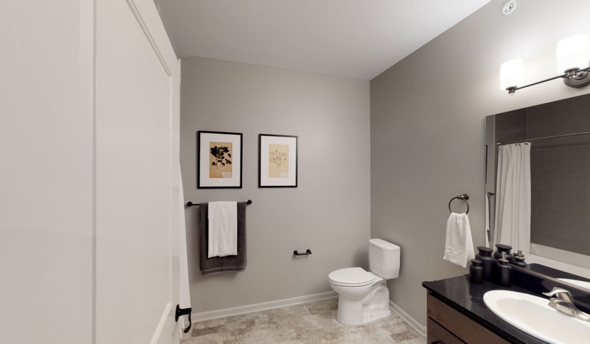 Modern bathroom at Fireside Apartments in Williamsville, New York