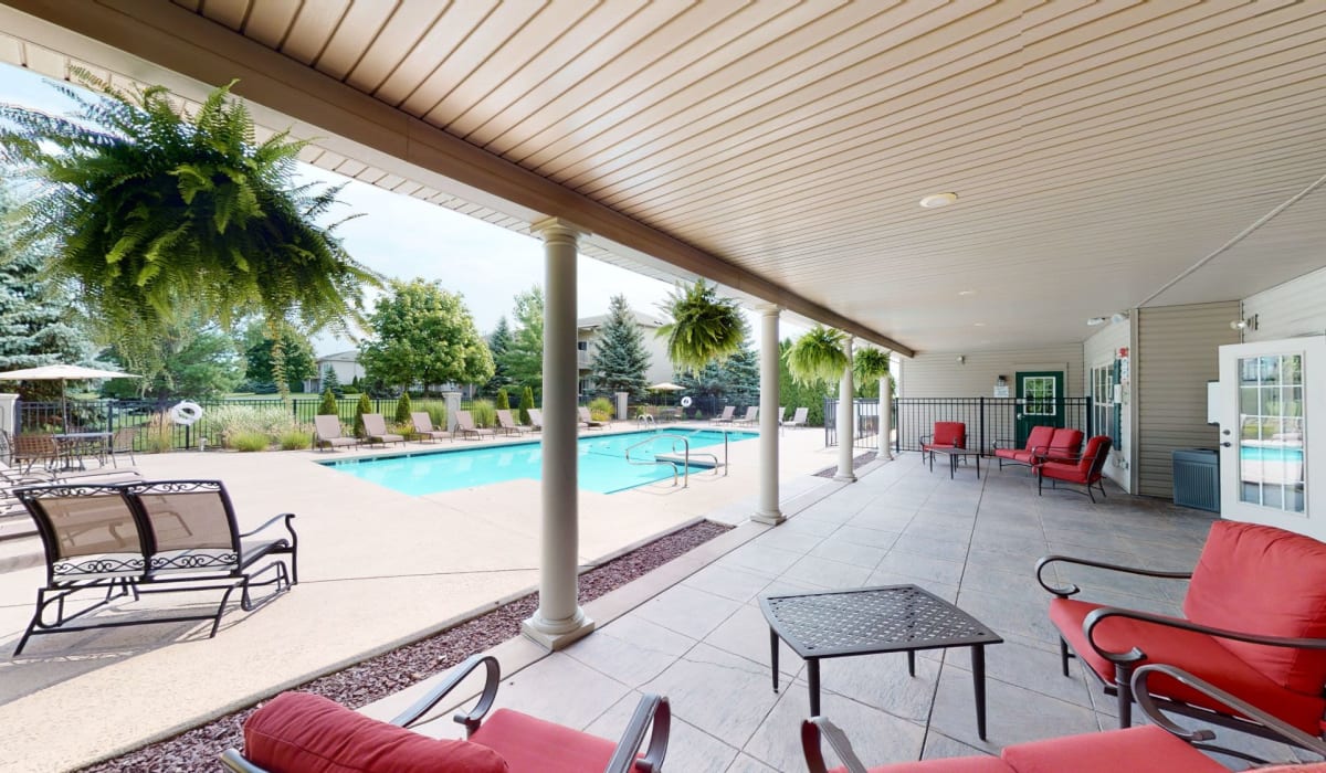 Pool and patio at Park Lane Apartments in Depew, New York