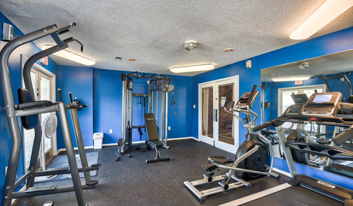 Blue fitness center at Tamarack on the Lake in Fayetteville, North Carolina