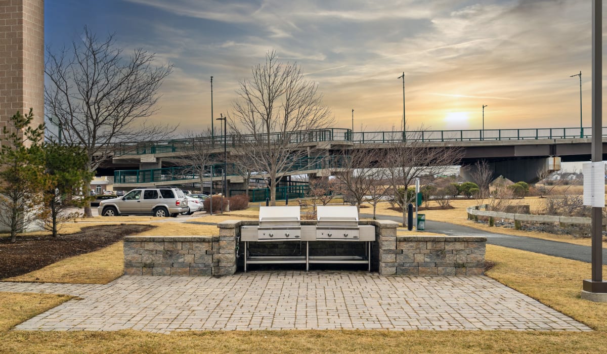 Barbecue area at Neponset Landing in Quincy, Massachusetts