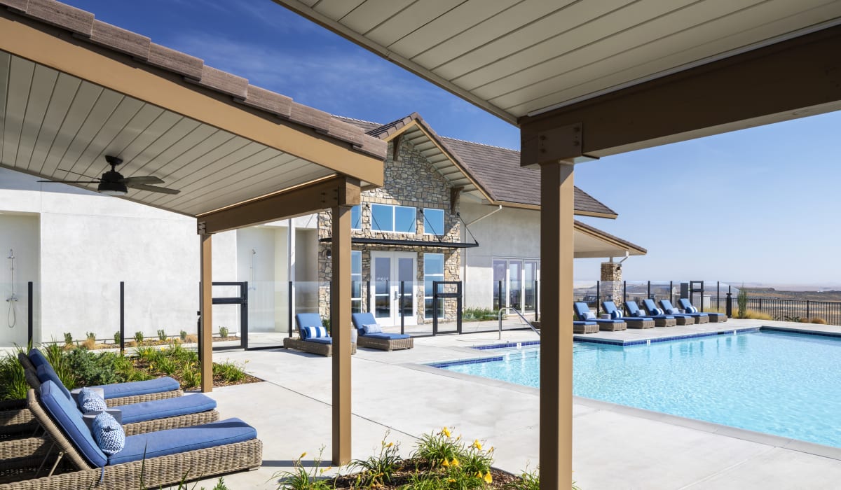 Pool and cabanas at The Pique in Folsom, California