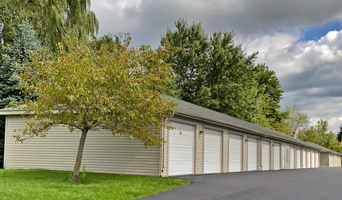 Onsite parking and garages at Park Lane Apartments in Depew, New York