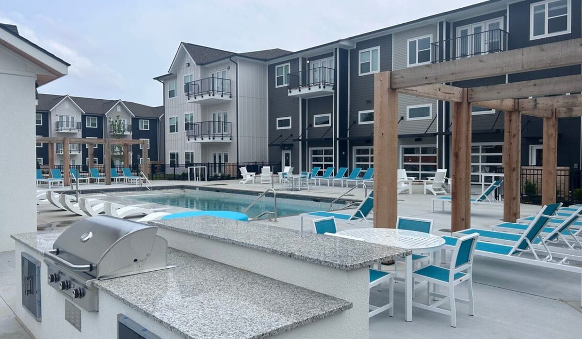 bbq pit and swimming pool at Landmark Apartments Phase II in Little Rock, Arkansas