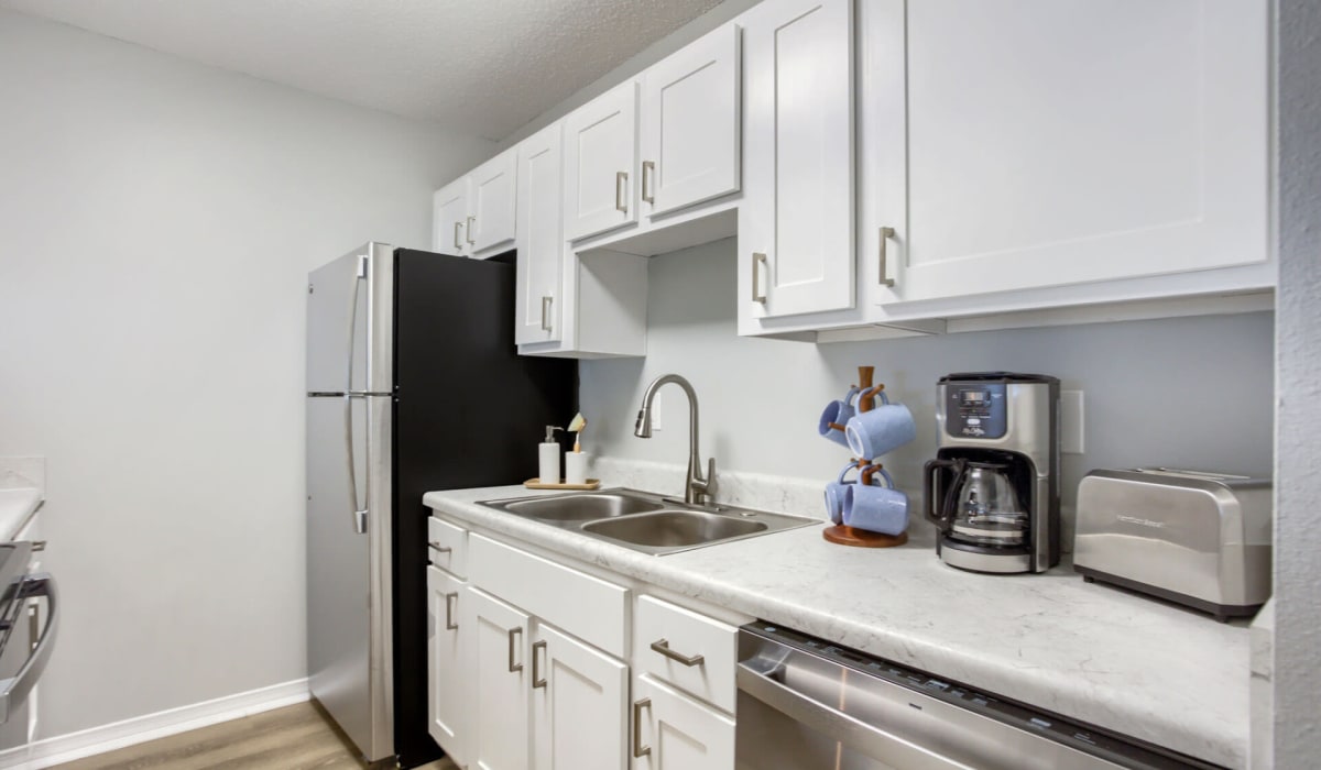Apartment kitchen at Emerald Shores in Mary Esther, Florida
