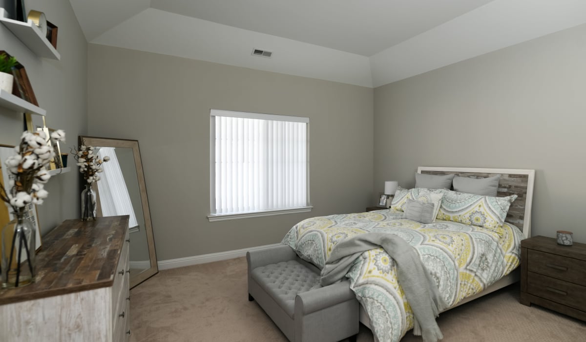 Bedroom with elegant design at Encore Townhomes in Utica, Michigan
