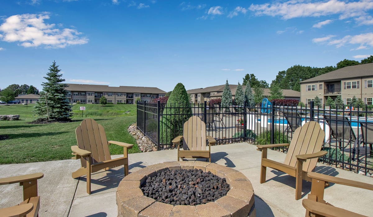 Community fire pit at Fireside Apartments in Williamsville, New York