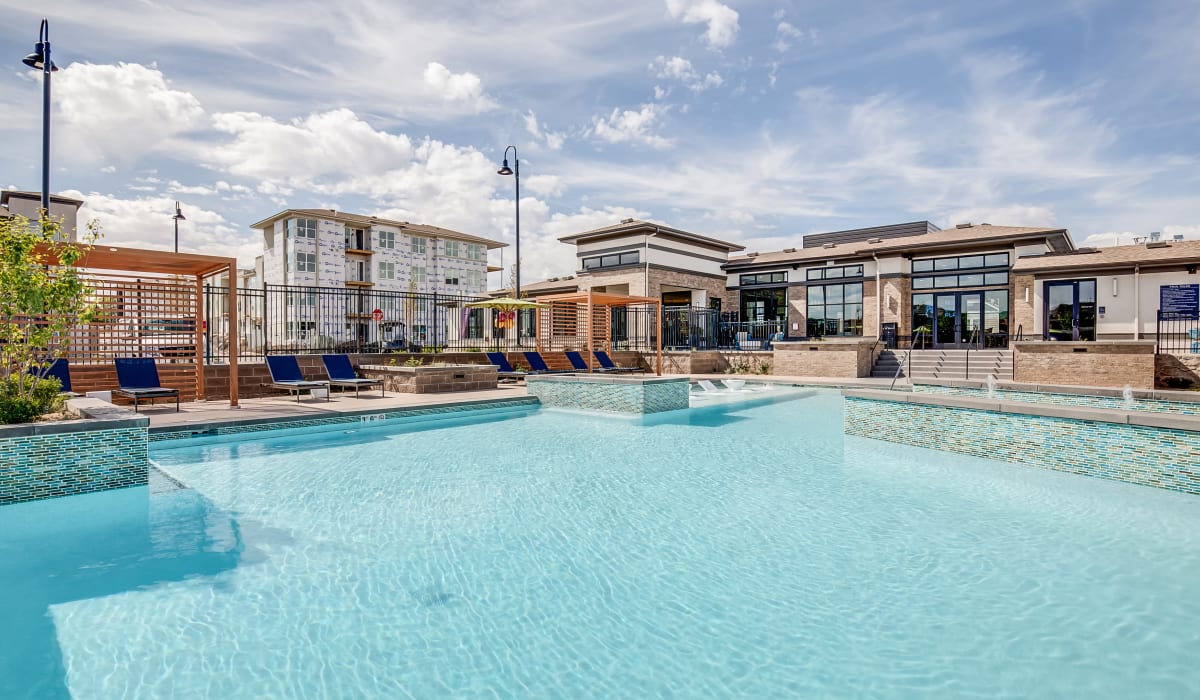 Swimming pool at The Wright Apartments in Centennial, Colorado