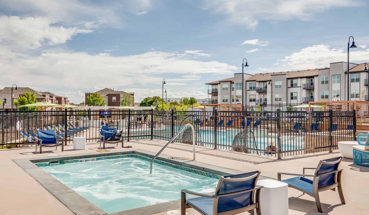 Hot tub at The Wright Apartments in Centennial, Colorado