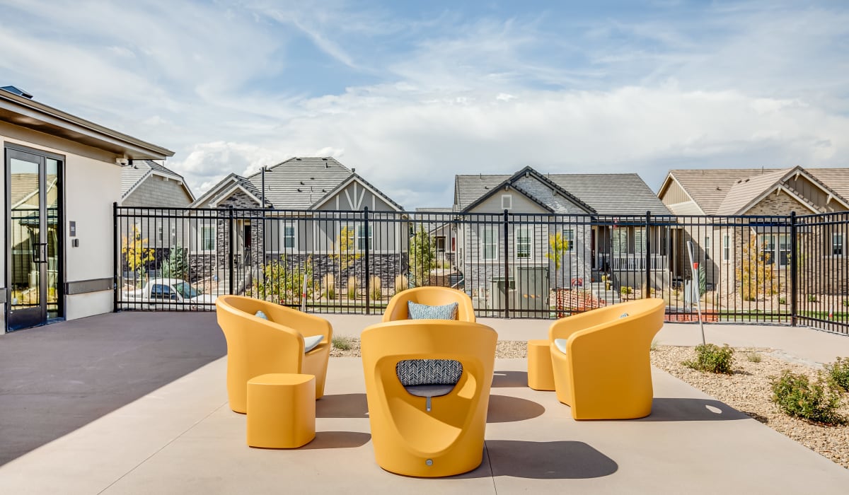 Outdoor seating at The Wright Apartments in Centennial, Colorado
