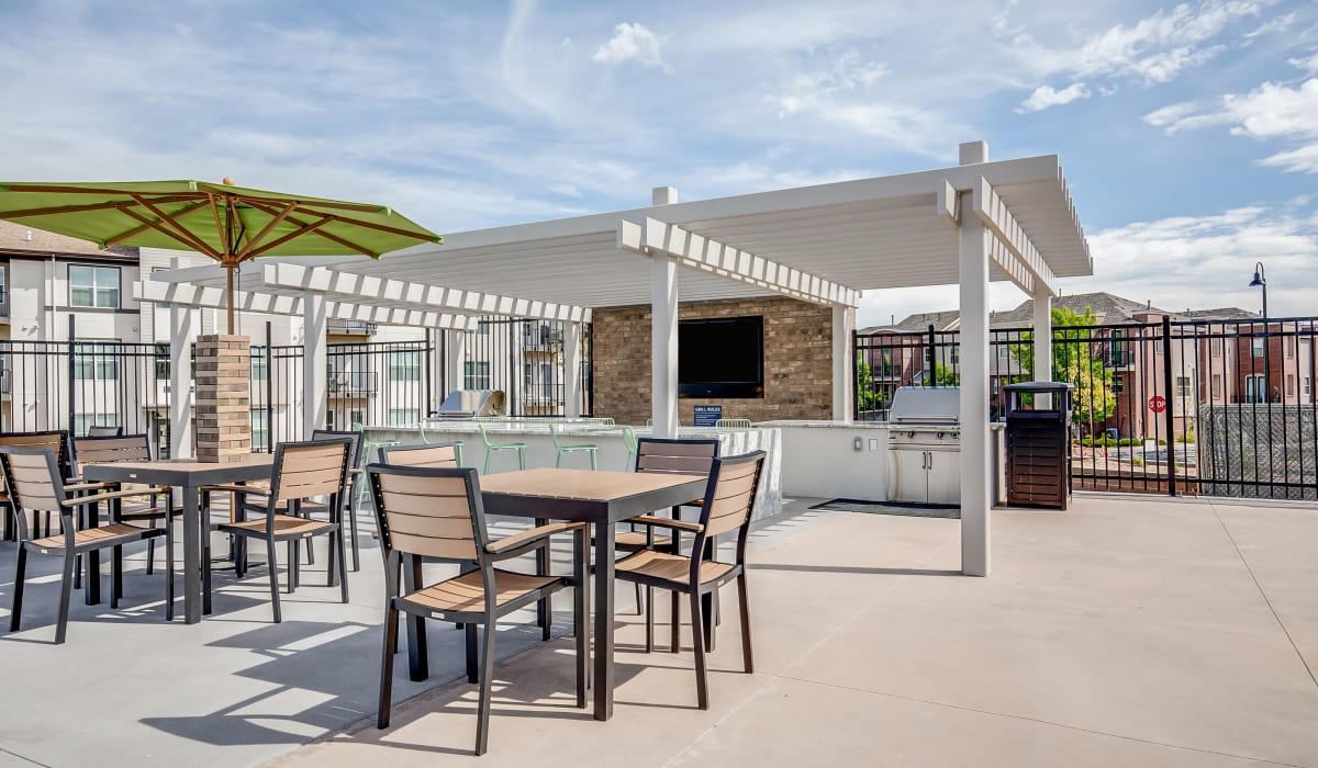Outdoor grill area at The Wright Apartments in Centennial, Colorado