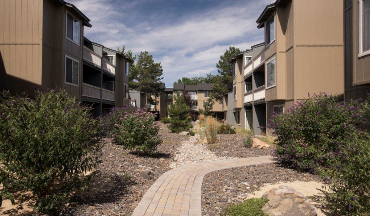 Path through the buildings at Keyway Apartments in Sparks, Nevada