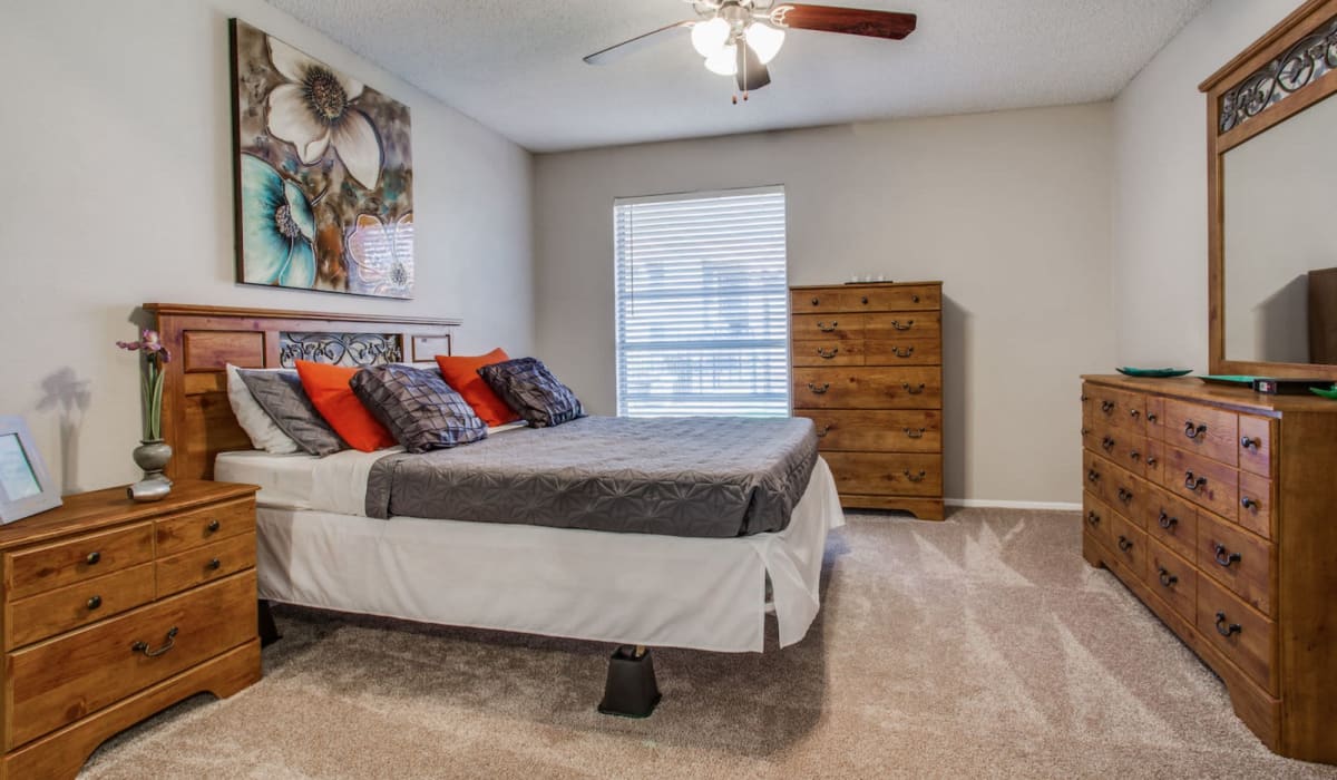 Bedroom with nice details at Athena Apartment Homes in Benbrook, Texas