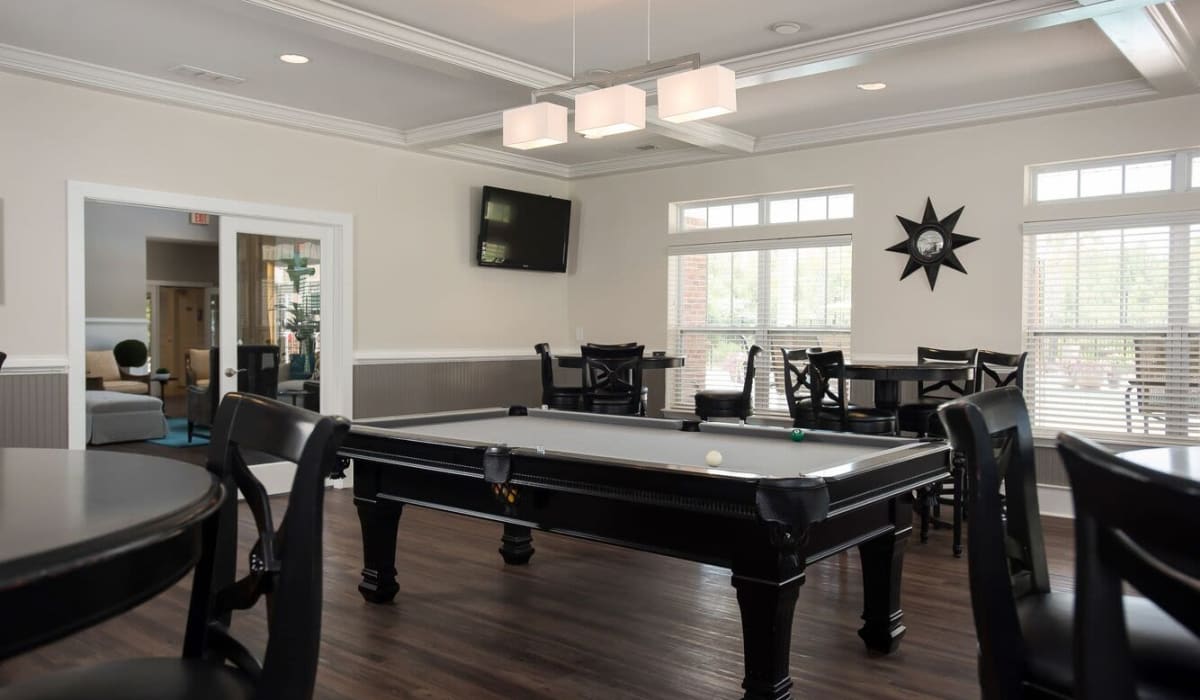 Billiards table available for residents at Village at Rice Hope in Port Wentworth, Georgia