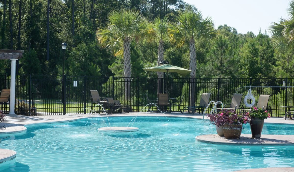 The sparkling community pool at Village at Rice Hope in Port Wentworth, Georgia