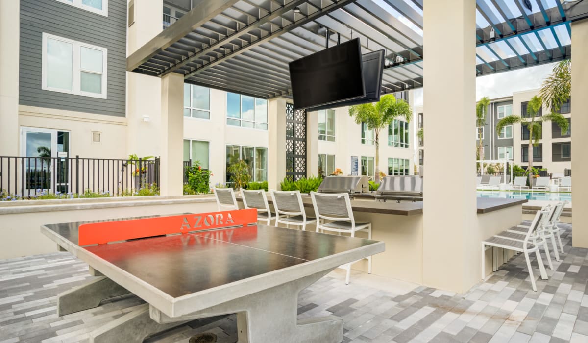 Community area with a ping pong table at Azora at Cypress Ranch in Lutz, Florida