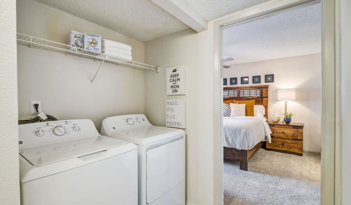 washer and dryer at Belmont Estates in Arlington, Texas