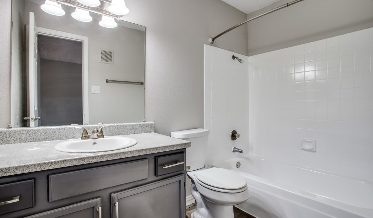 Bathroom with nice details at Decker Apartment Homes in Ft Worth, Texas