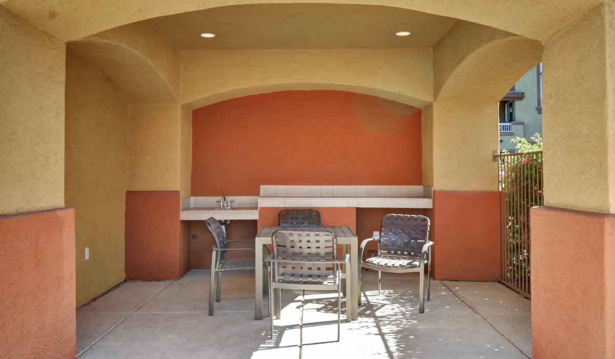 Outdoor lounge area at La Serena at Toscana in Phoenix, Arizona