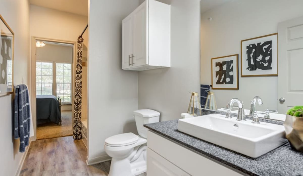 Bathroom with modern sink at Sonterra Heights in San Antonio, Texas