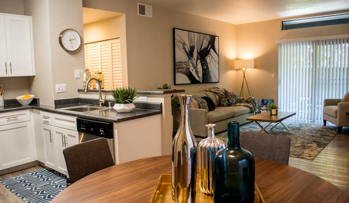 Apartment living room of Waterford Cove in Sacramento, California