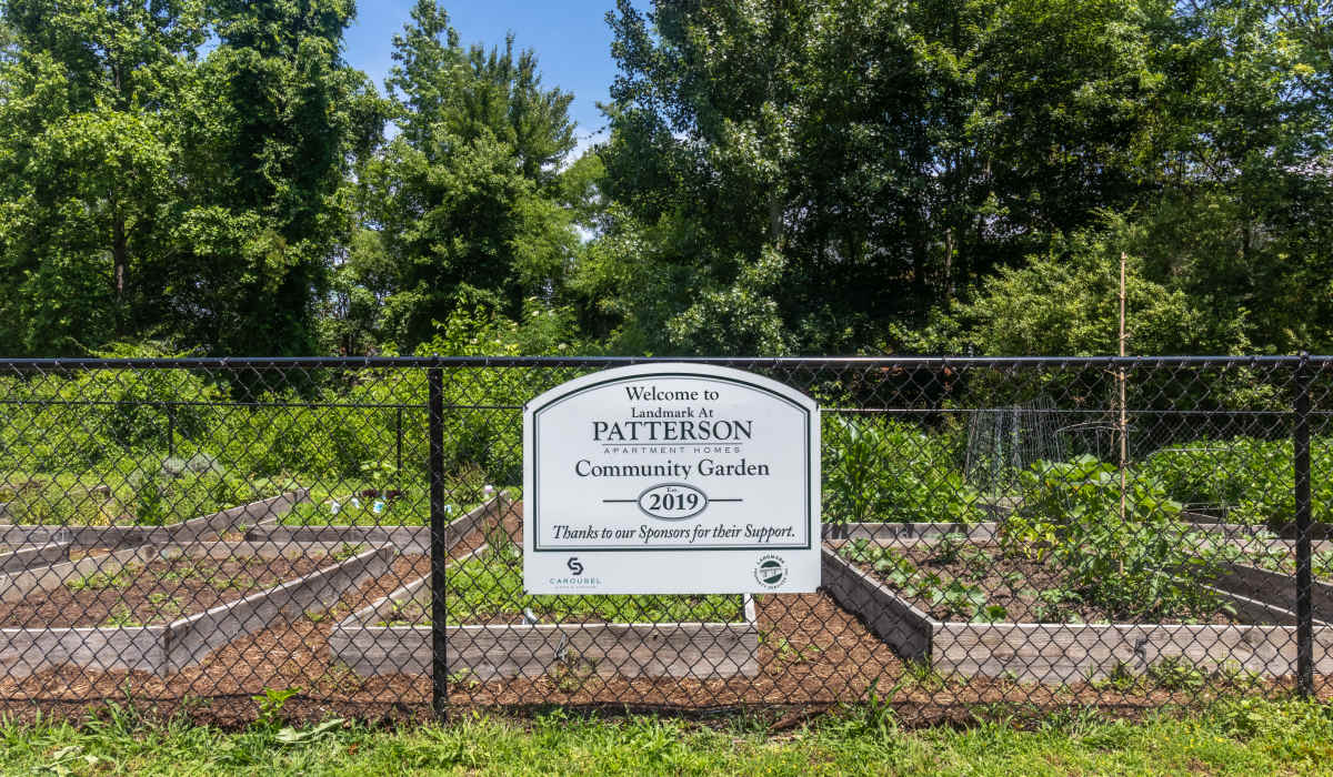 Beautiful view of community garden at Landmark at Patterson in Richmond, Virginia