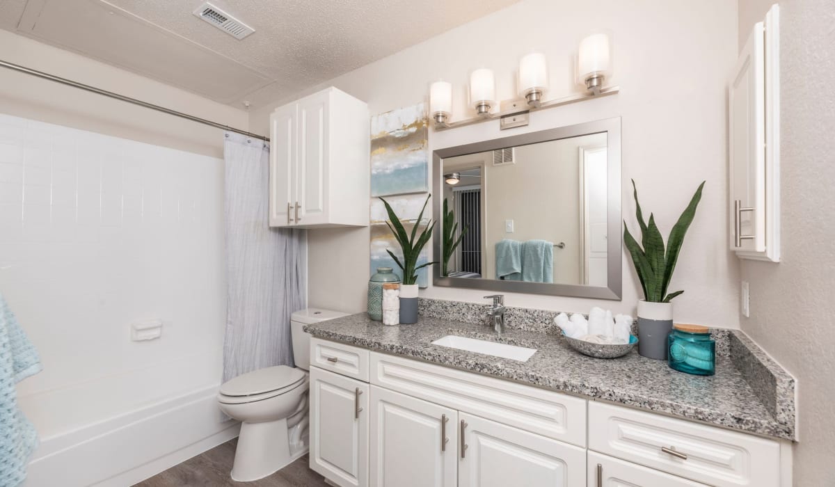 Bathroom at Gardens of Valley Ranch in Irving, Texas