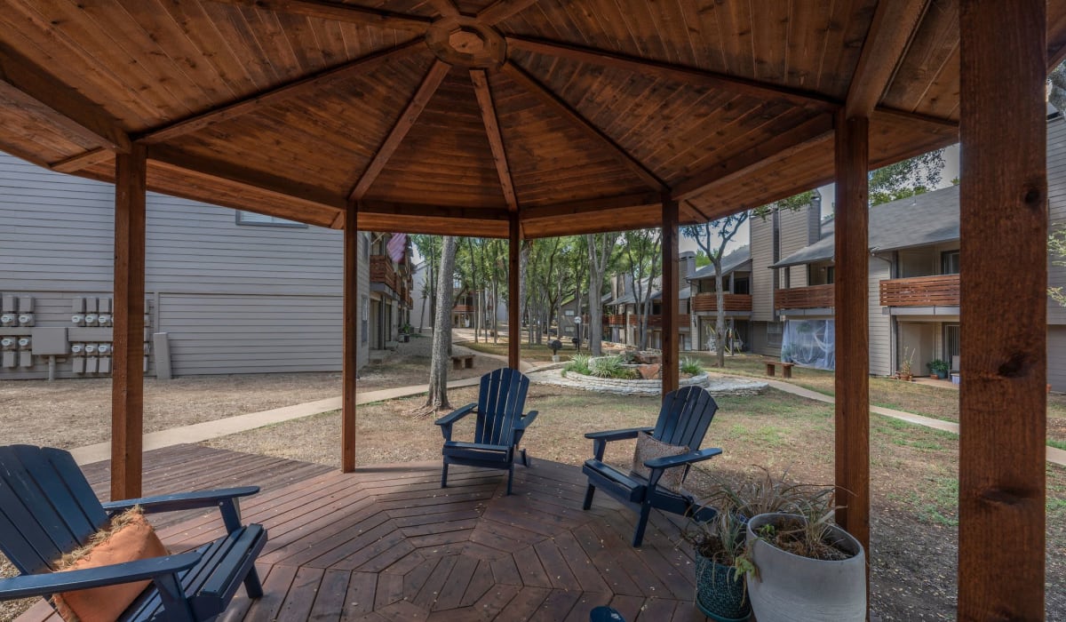 Outdoor seating area at Grace Woods in Austin, Texas