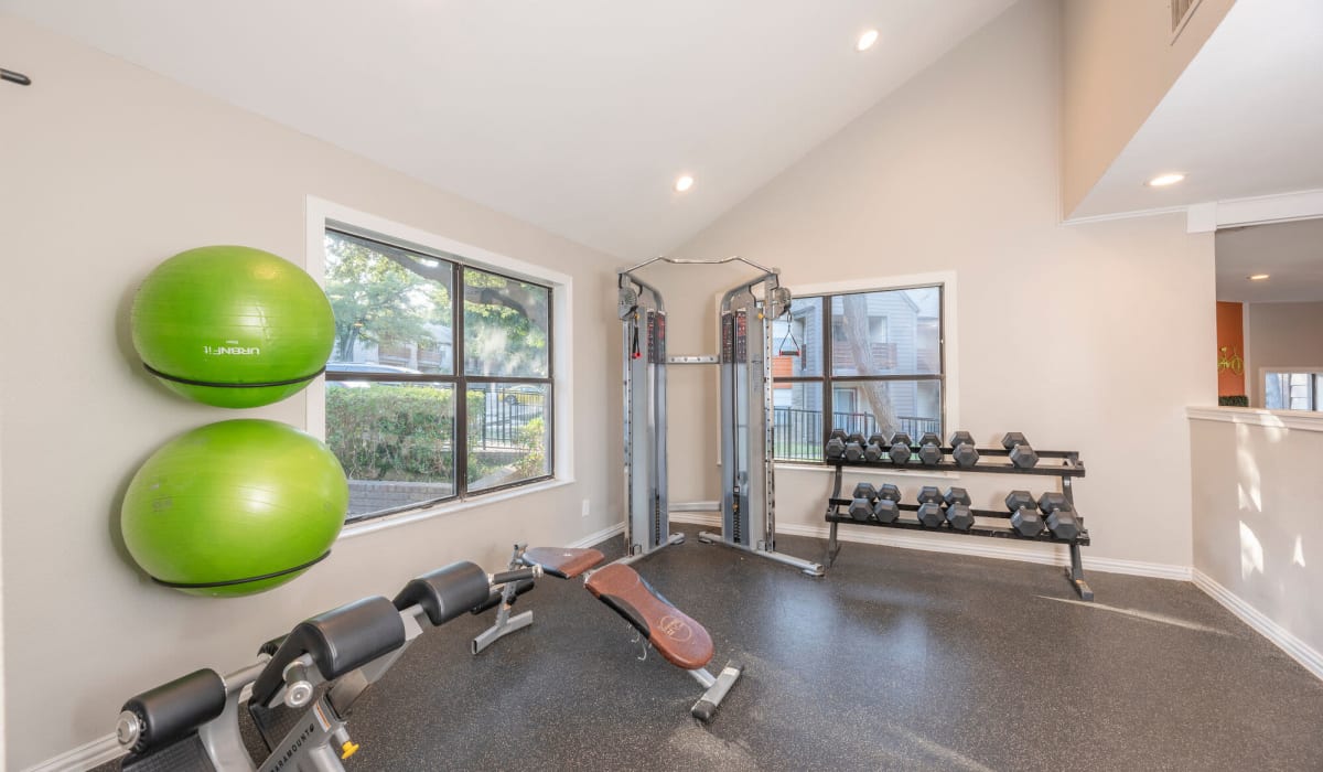 Equipment in fitness center at Grace Woods in Austin, Texas