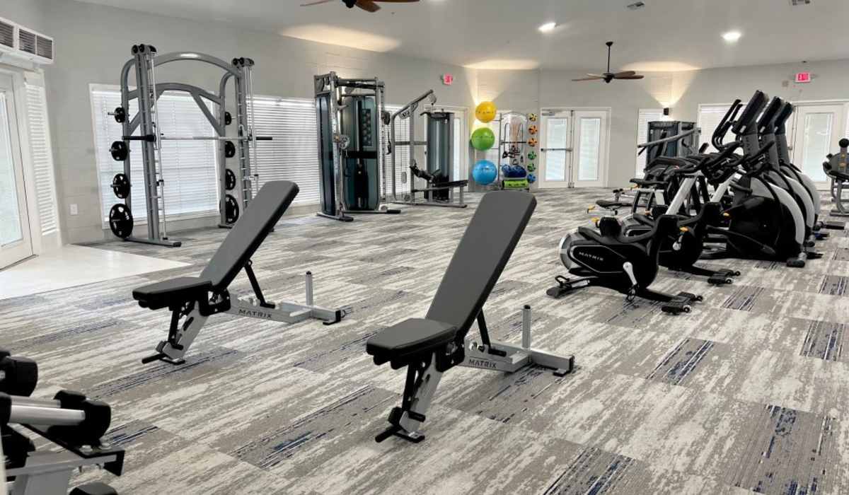 Fully-equipped fitness center at Emerald Grove in Orlando, Florida, 