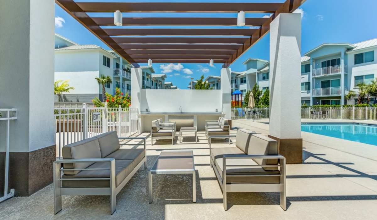 Outdoor seating area at Palm Beach Preserve in West Palm Beach, Florida