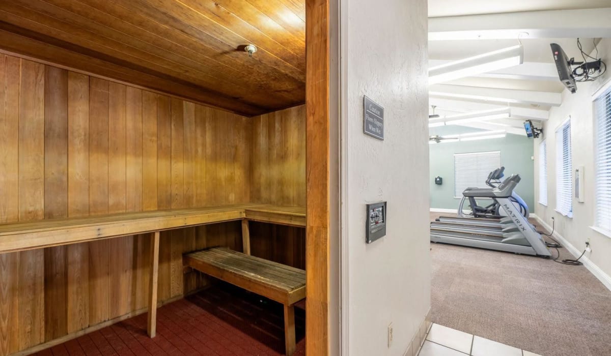 Sauna in the fitness center at Cobble Oaks Apartments in Gold River, California