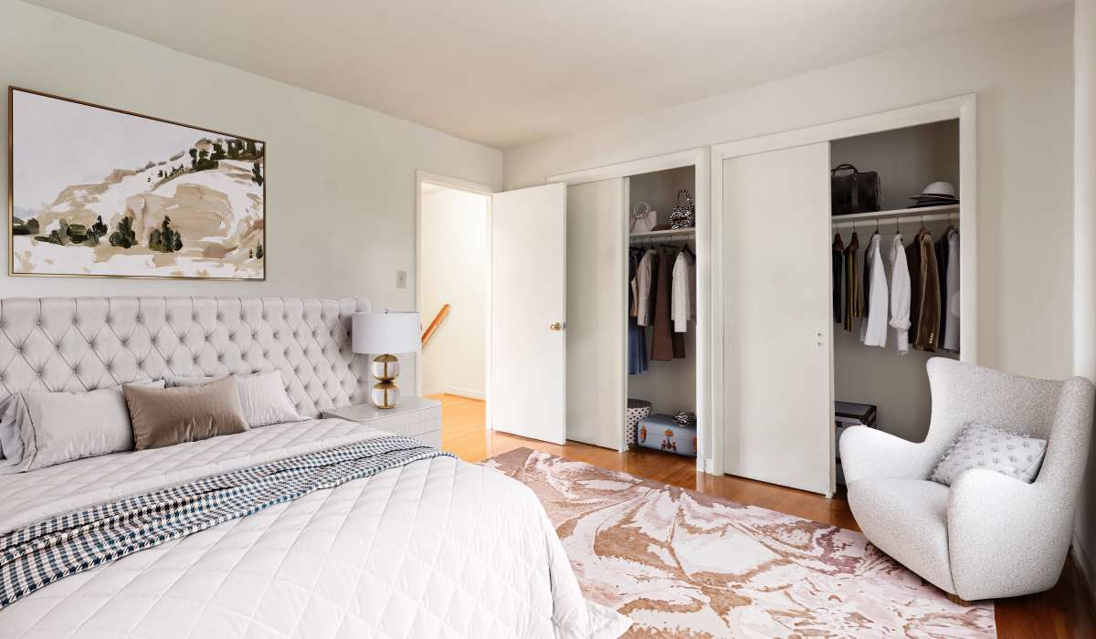Bedroom with two closets at Landmark at Tuckahoe in Henrico, Virginia