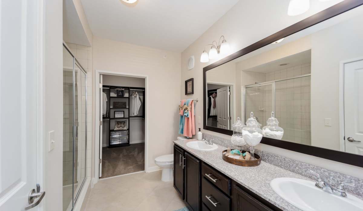 Bathroom with great counter space at Lane Parke Apartments in Mountain Brook, Alabama