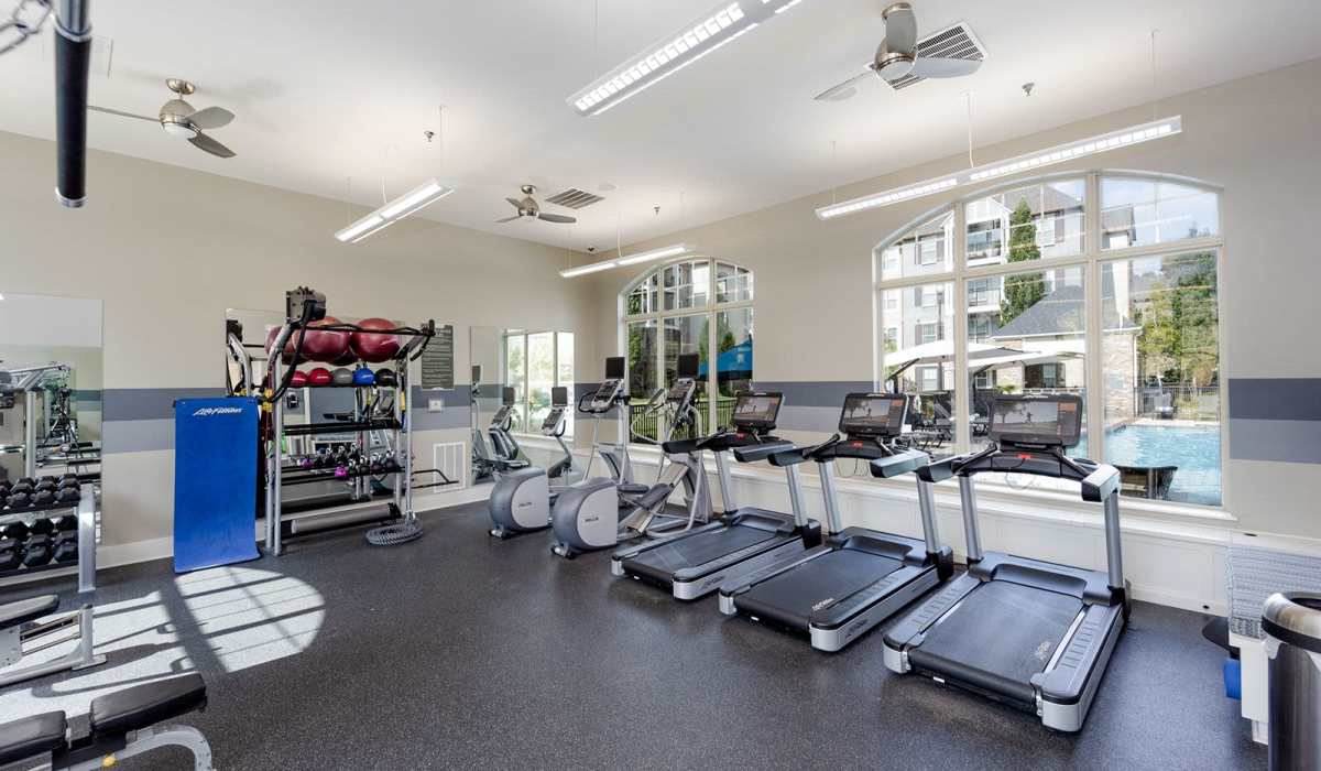 Fitness center at Lane Parke Apartments in Mountain Brook, Alabama