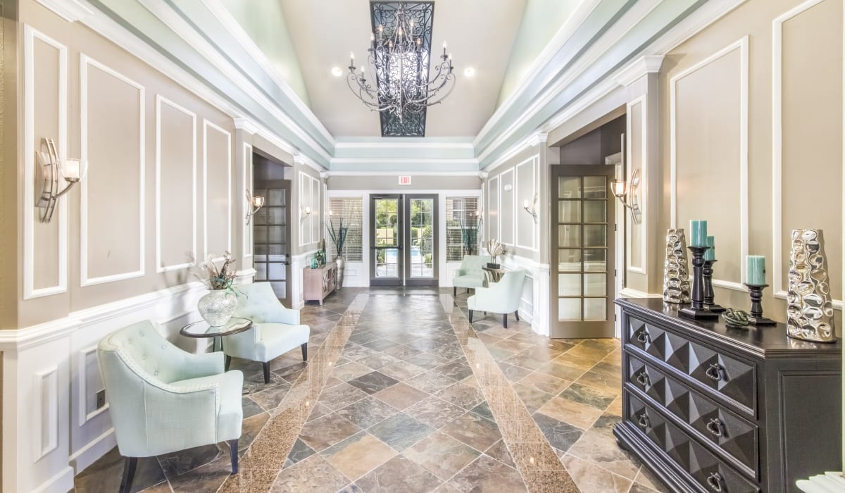 Clubhouse hallway at Heritage on Millenia Apartments in Orlando, Florida