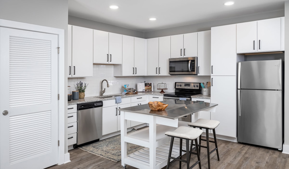 Spacious kitchen with stainless steel appliances at The Kingson in Fredericksburg, Virginia