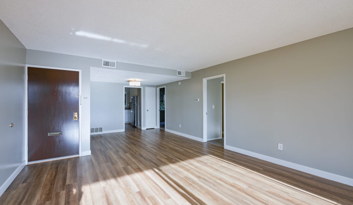 Bright living room at Via Holon Apartments in Greenbrae, California 
